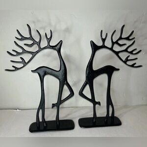 Black Reindeer Set Of Two Winter metal Decor Christmas 14.5” NEW